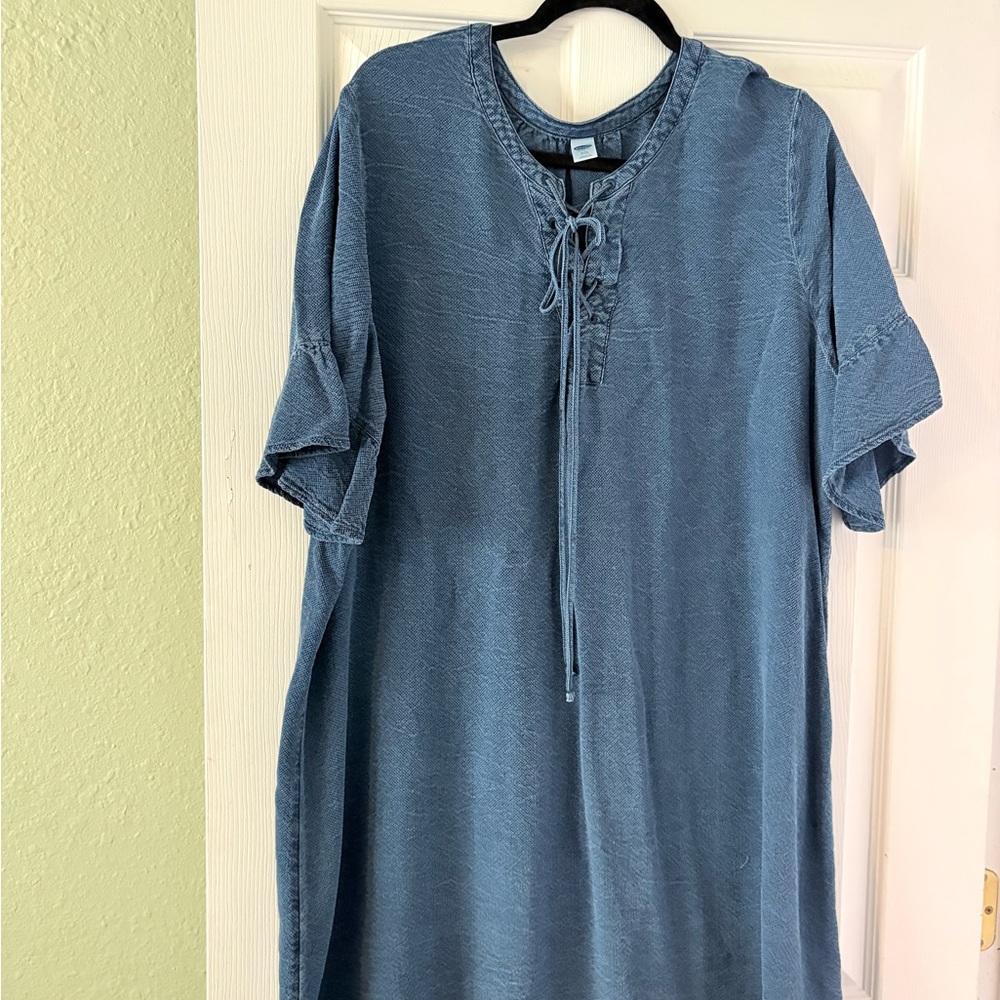 Old Navy Slate-Blue Tie Front Midi Dress